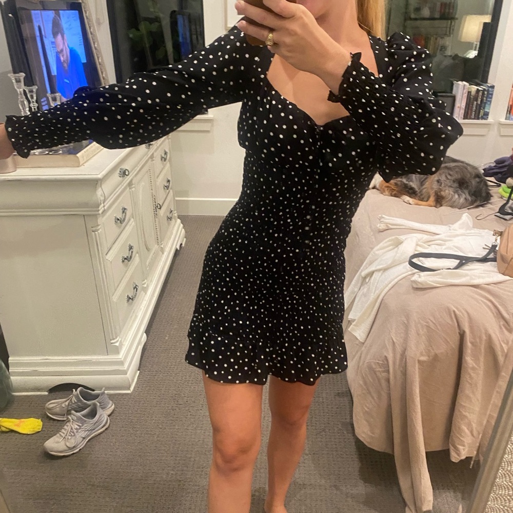 Back mini dress with white polka dots